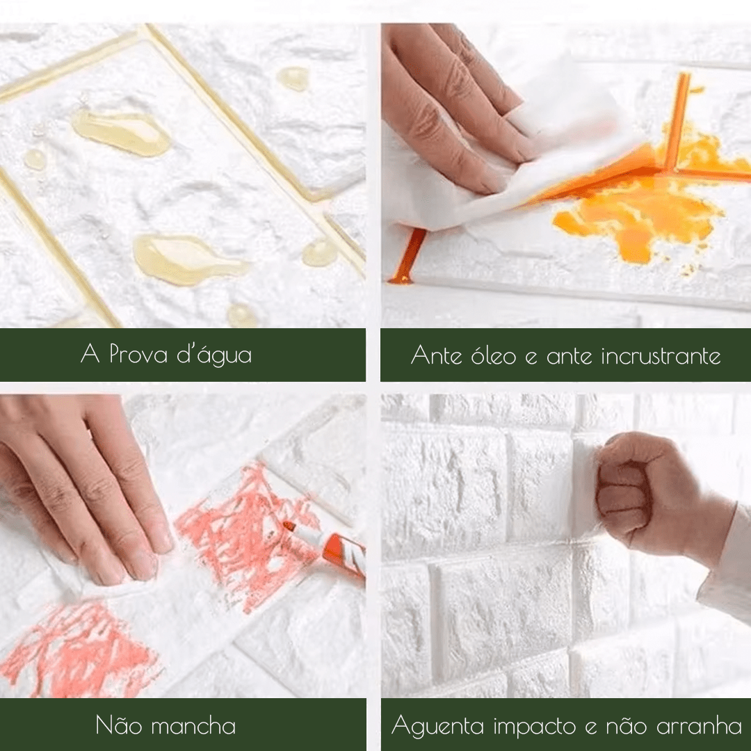 Adesivos de Parede 3D Efeito Tijolo – Feito Em Casa™ - Feito em Casa