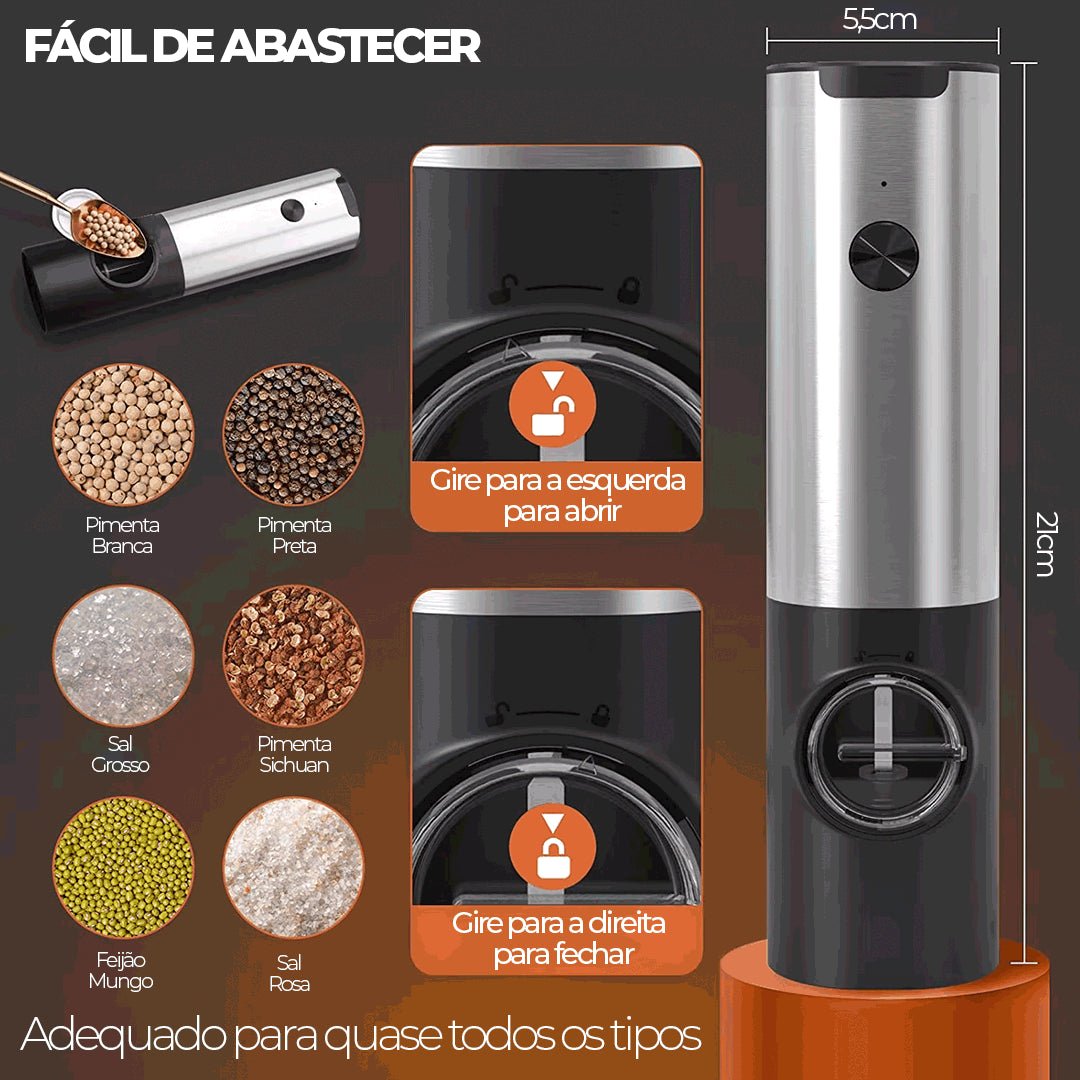 Moedor de Sal e Pimenta Elétrico Original - Feito Em Casa™ - Feito em Casa