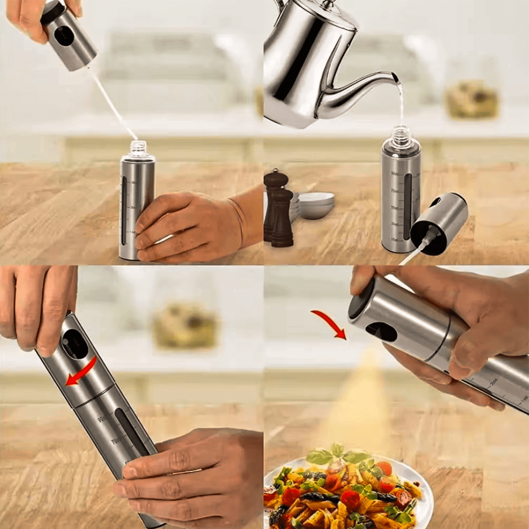 Spray de Óleo em Aço Inoxidável – Controle e Praticidade para Suas Receitas - Feito em Casa