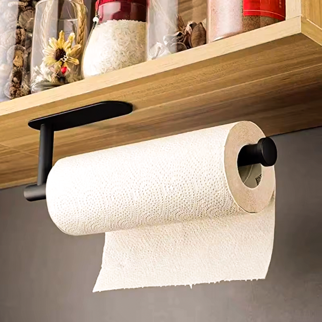 Suporte de Papel Toalha Autoadesivo em Aço Inoxidável – Organização e Praticidade para Cozinha e Banheiro