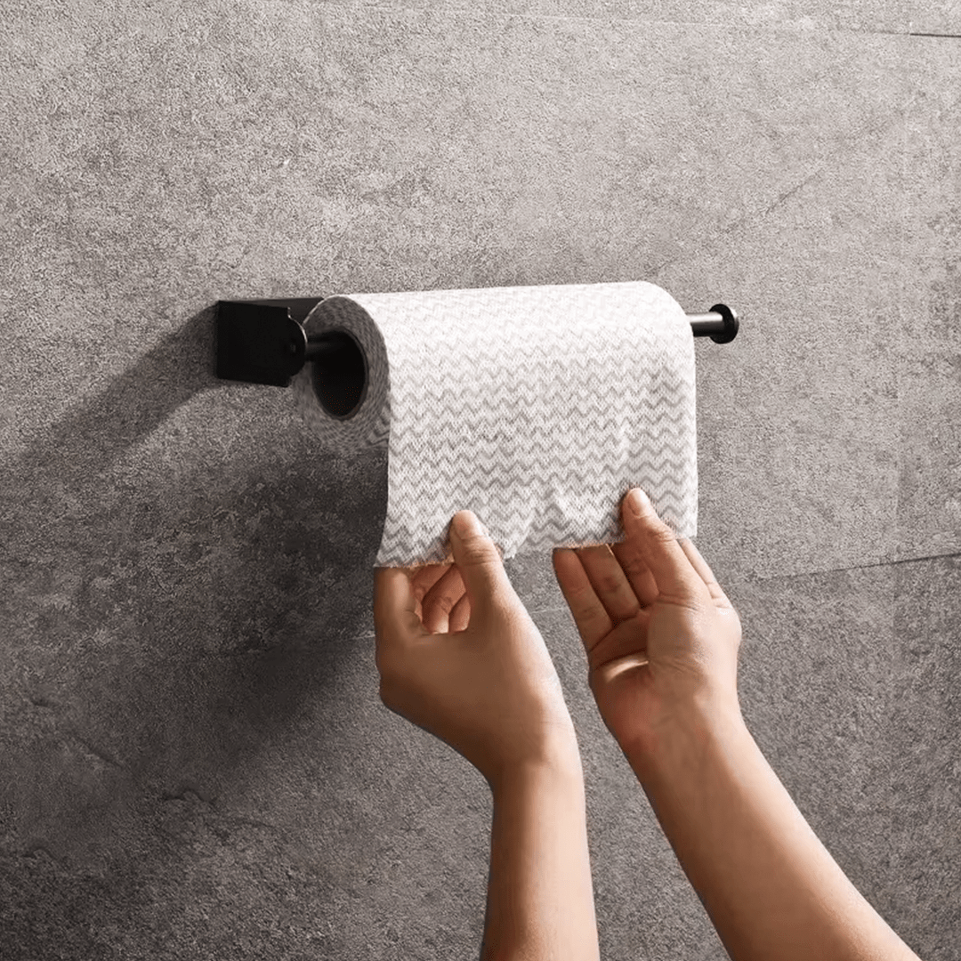 Suporte de Papel Toalha Autoadesivo em Aço Inoxidável – Organização e Praticidade para Cozinha e Banheiro - Feito em Casa