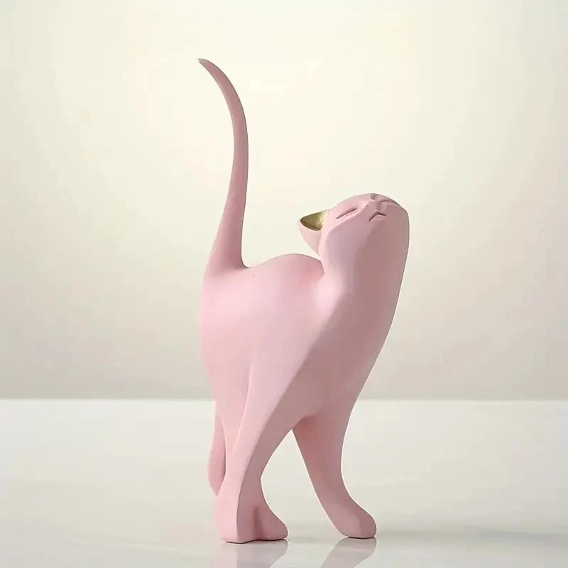 Escultura de Casal de Gatos em Resina - Feito Em Casa - Feito em Casa