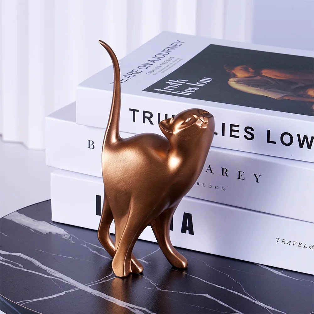 Escultura de Casal de Gatos em Resina - Feito Em Casa - Feito em Casa